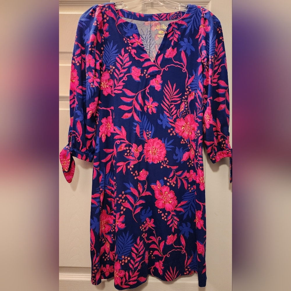 Lilly Pulitzer Cath Dress • Blue Med Never Ending Summer • 3/4 Sleeves • XXS